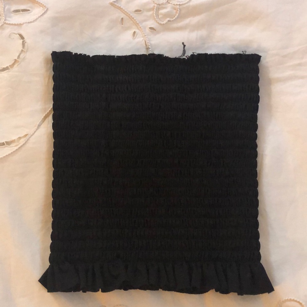 Boohoo Black Ruffle Tube Top